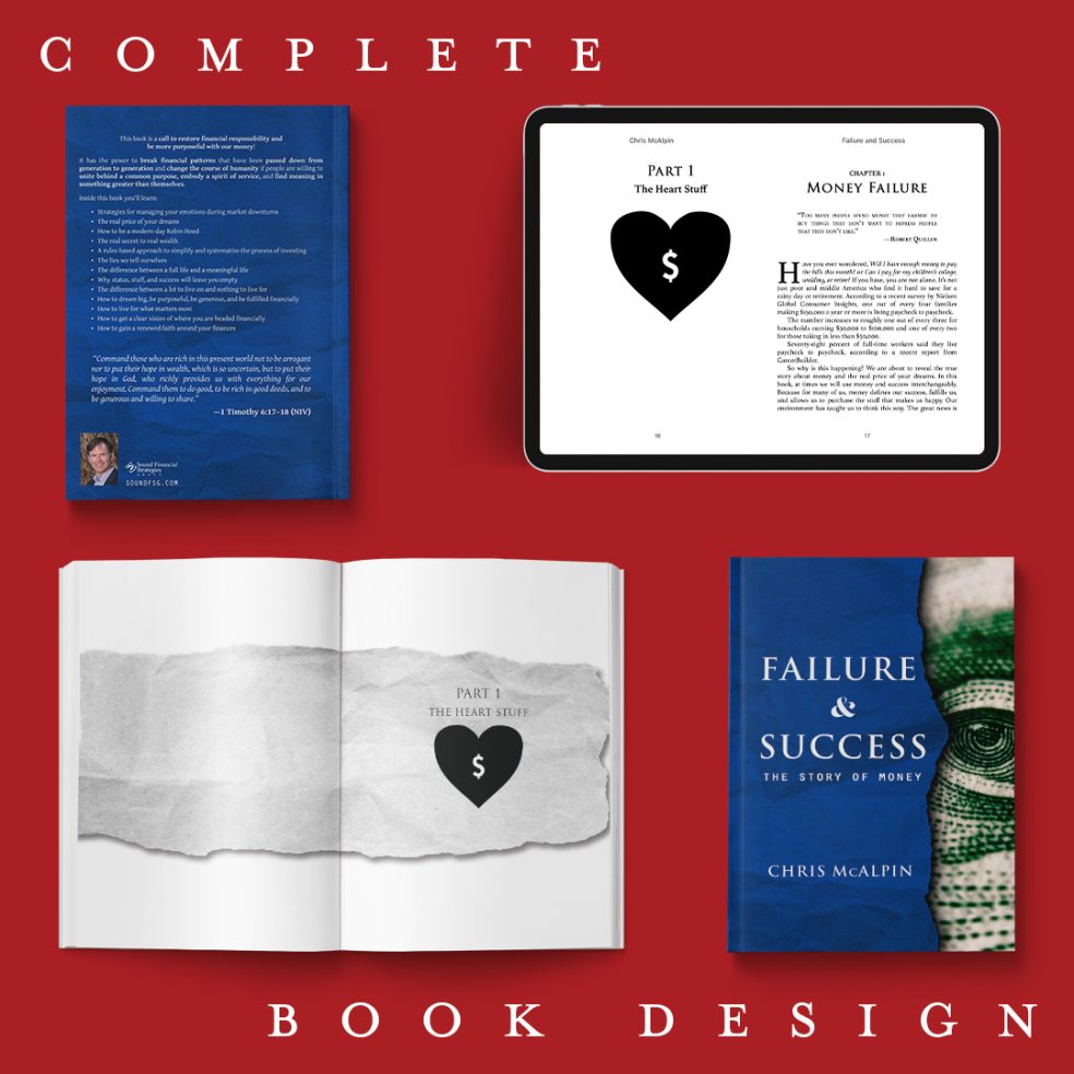 A preview of the cover, inside of the print book, and ebook of Failure and Success by Chris McAlpin